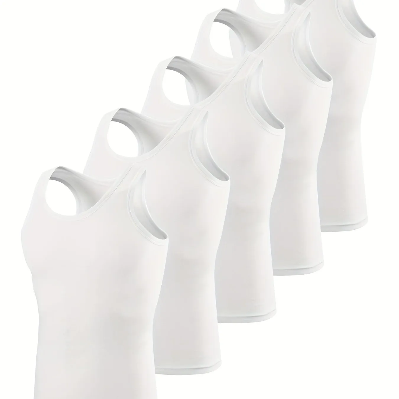 5-Pack Men's Tank Tops - Breathable Quick-Dry Fitness Vests, Casual Plain Color Summer Undershirts