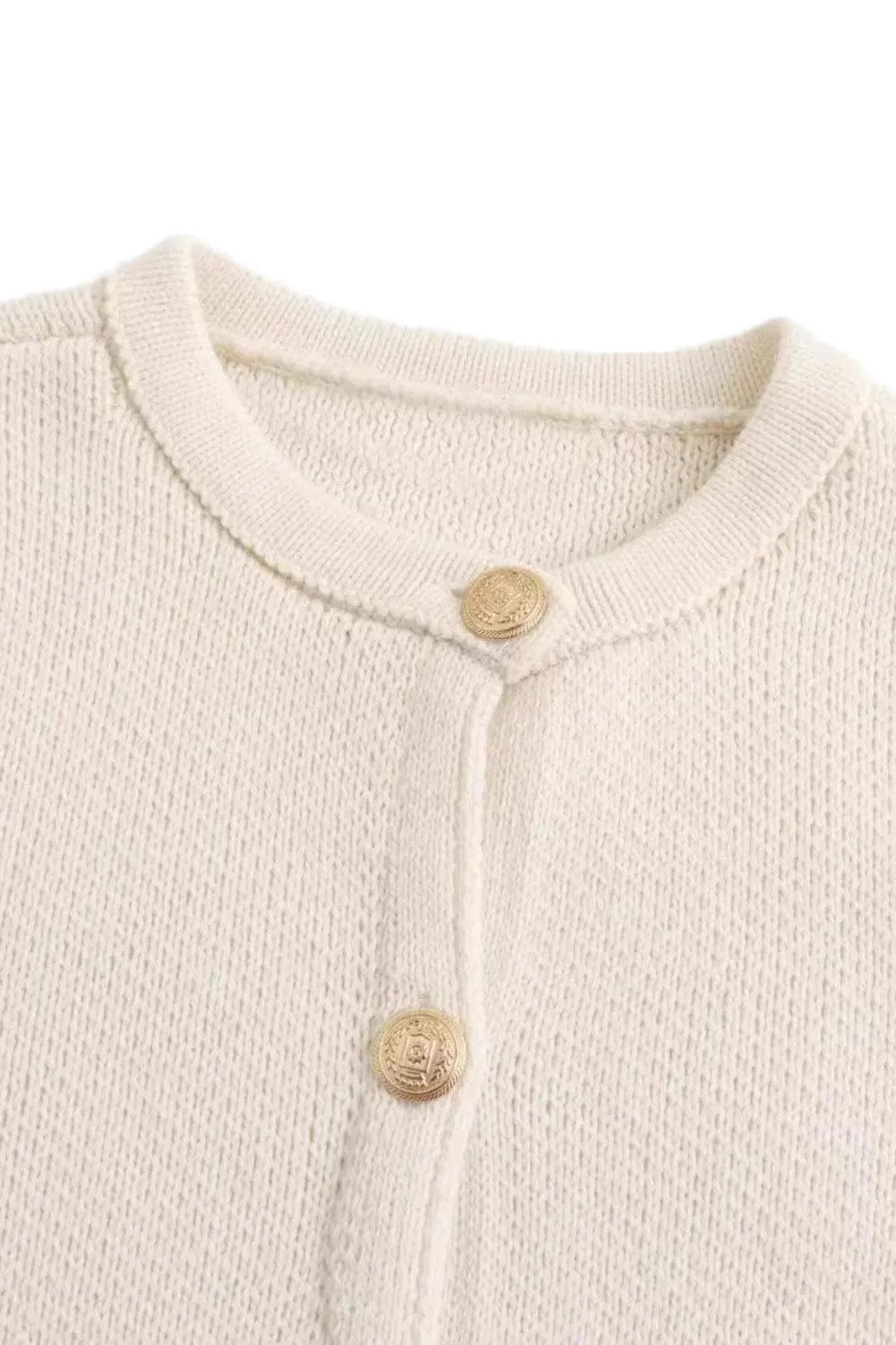 'Agnes' Round-Neck Knitted Cardigan