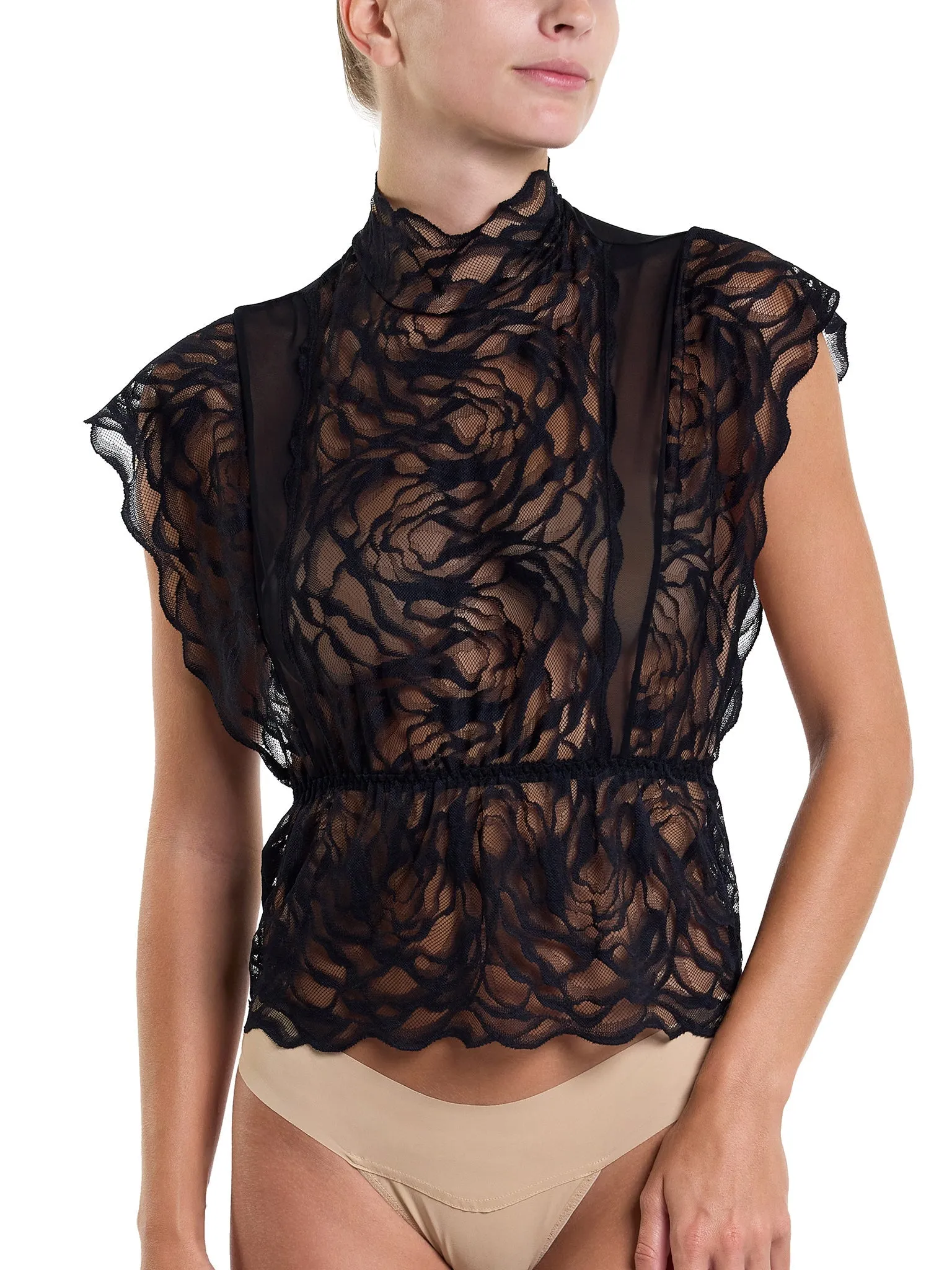 &oh™ Dark Romance Lace Mockneck Top Black