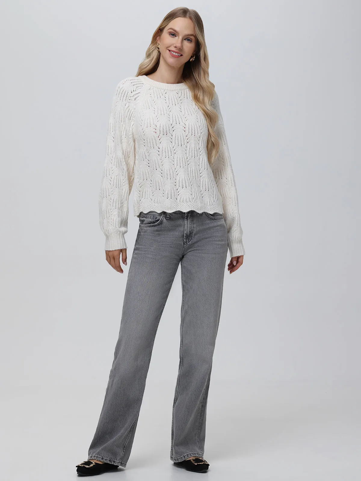 Athena: Pointelle Bow Back Sweater