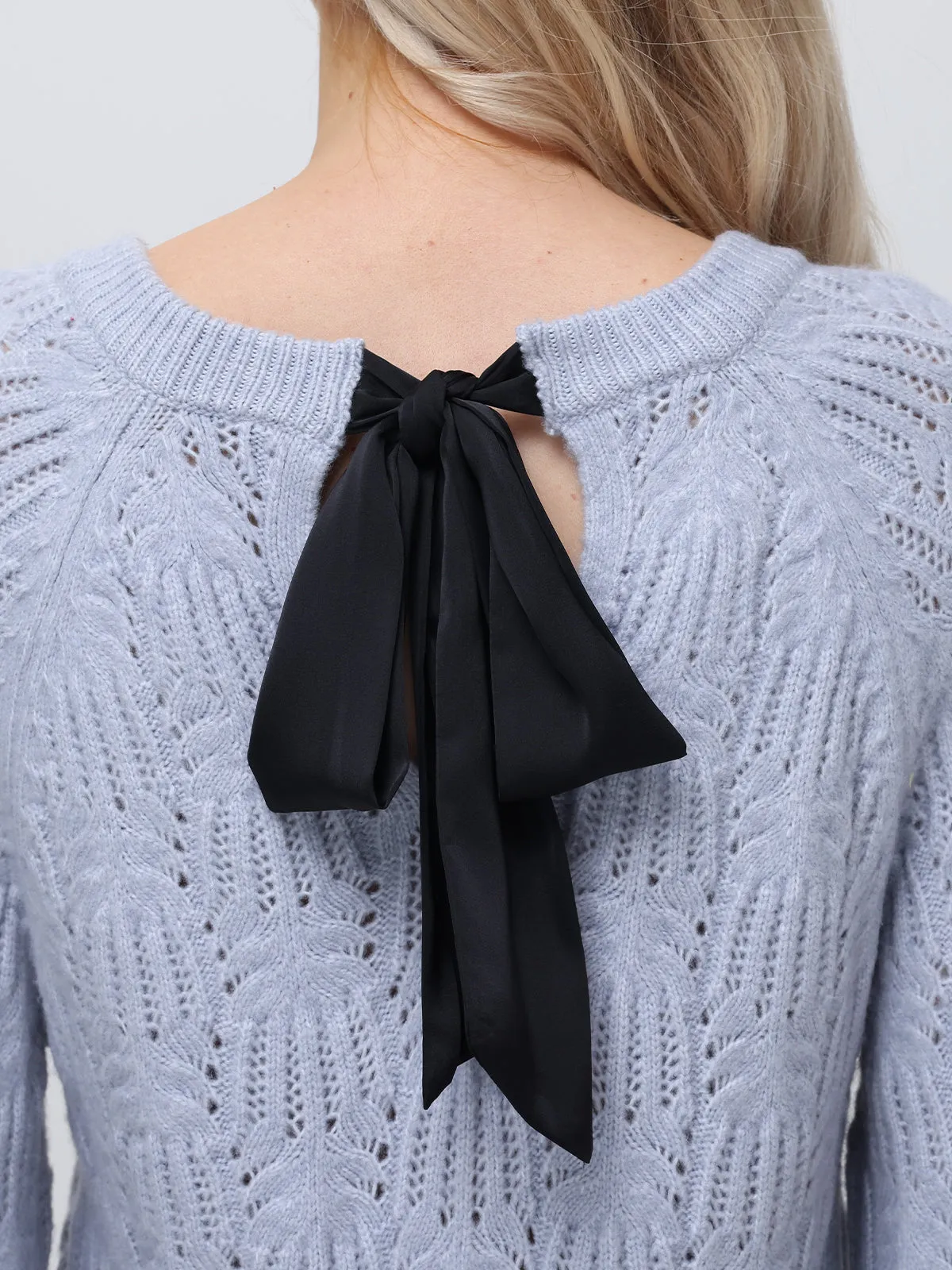 Athena: Pointelle Bow Back Sweater