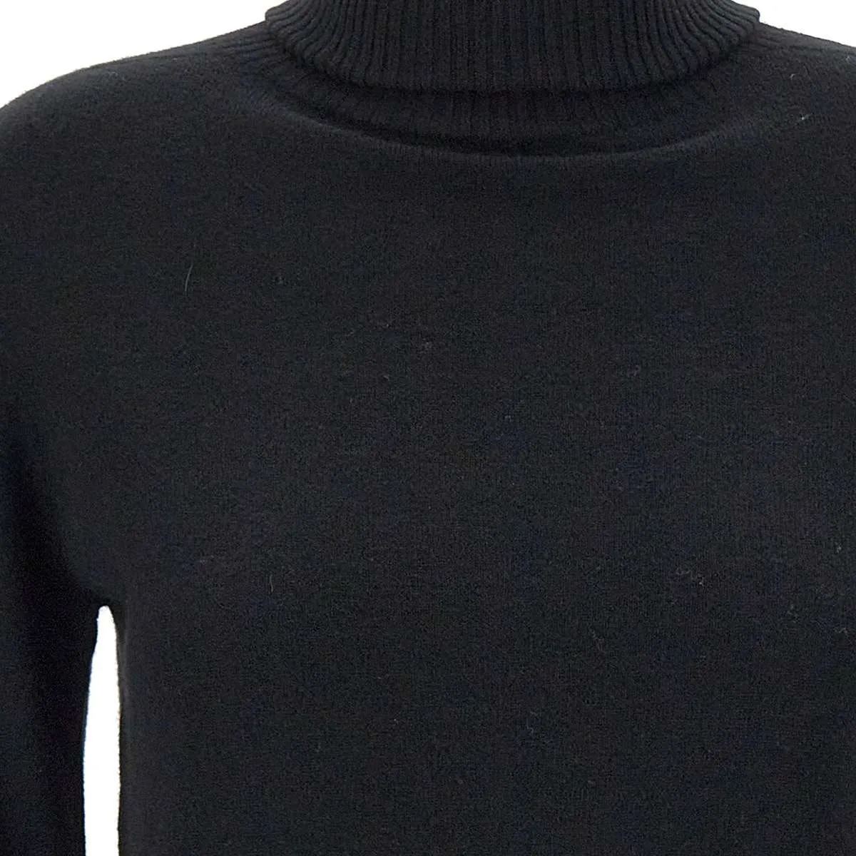 Black Wool Turtleneck Sweater for Women