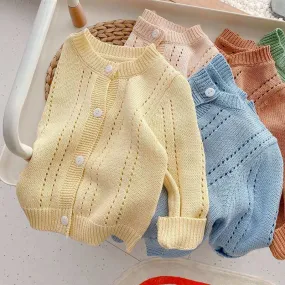 Candy Kids Baby Girls Full Sleeve Solid Knitted Sweaters