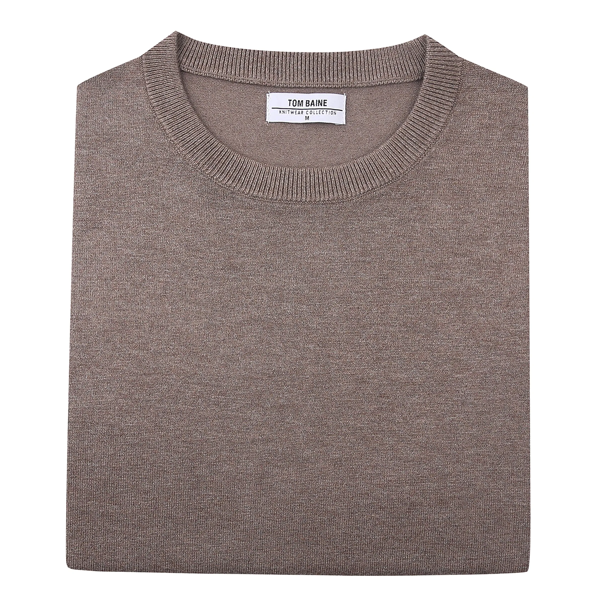 Cashmere Feel Crewneck Sweater (Brown)