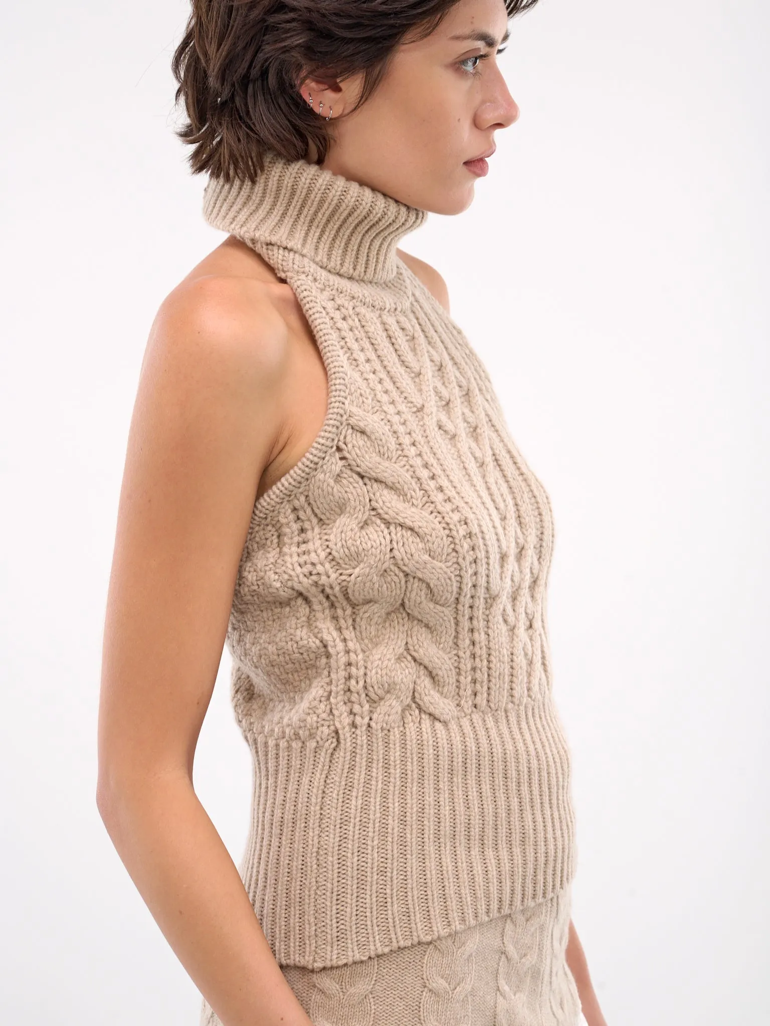 Cashmere Knit Sleeveless Turtleneck (14-363924-BEIGE)