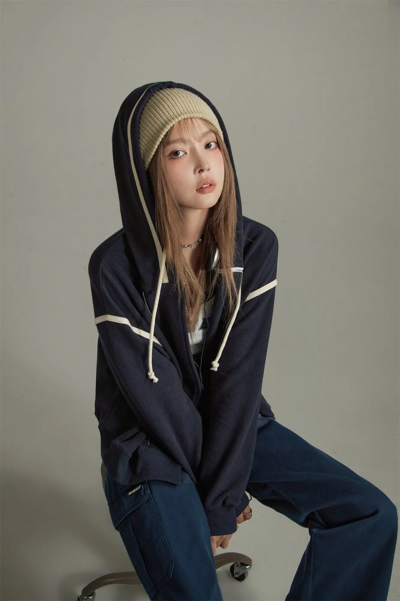 Casual Loose Fit Zip-Up Hoodie