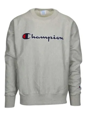 Champion Men's Heather Gray Fleece Lined Reverse Weave Crew Sweatshirt