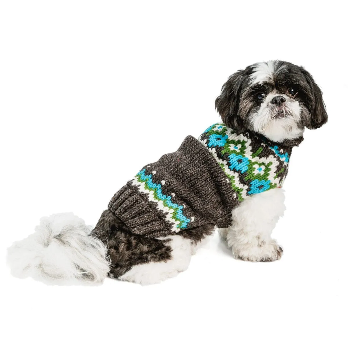 Charcoal Fairisle Wool Dog Sweater