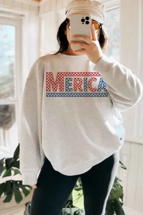 CHECKERED MERICA USA OVERSIZED SWEATSHIRT