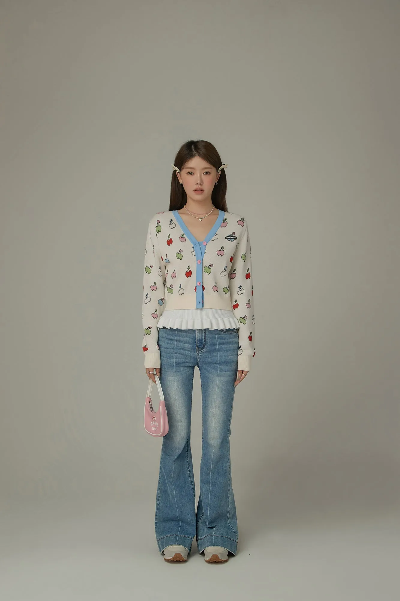 Cherry Hearts Knit Button Cardigan