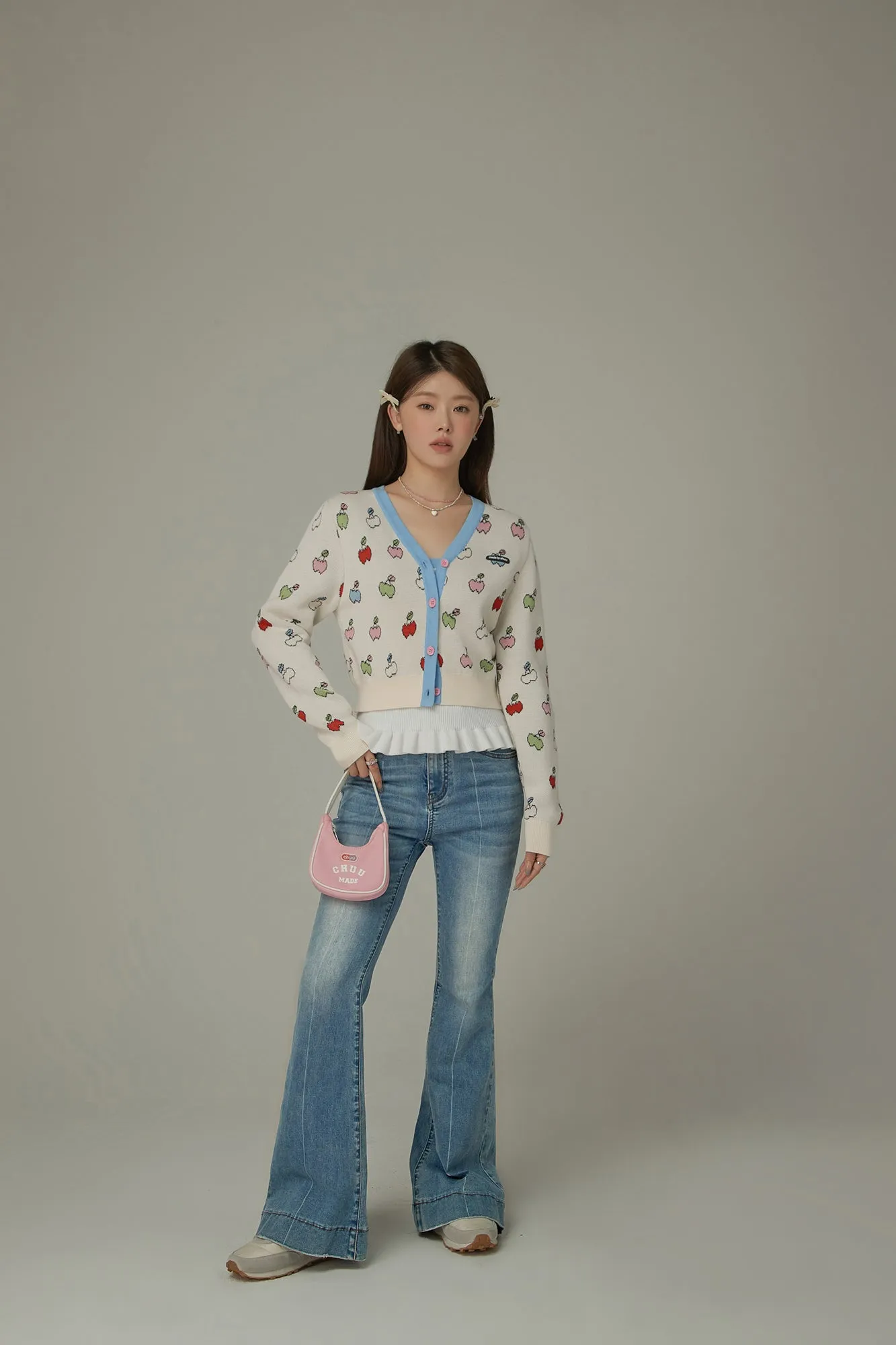 Cherry Hearts Knit Button Cardigan