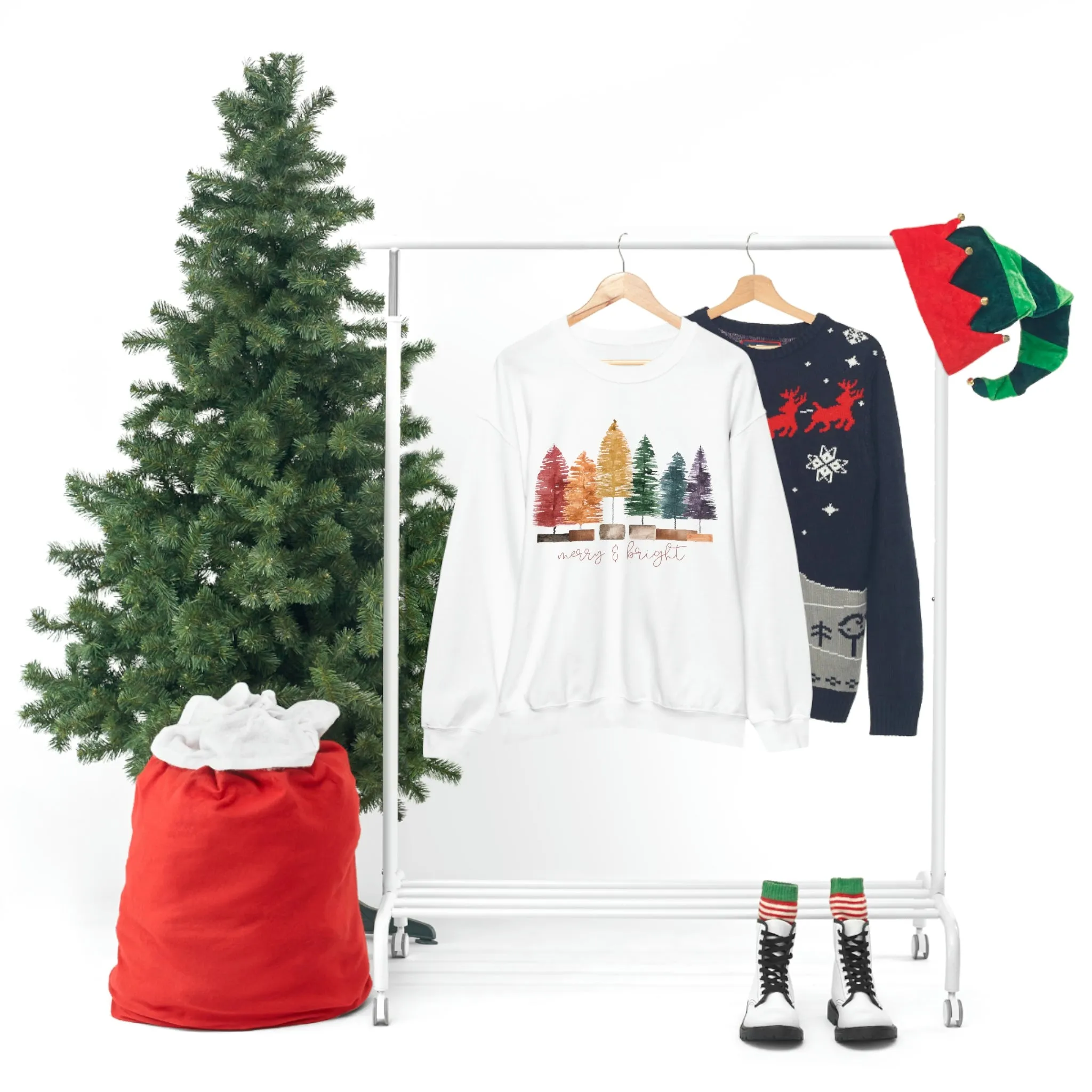 Christmas bottle brush tree Unisex Heavy Blend Crewneck Sweatshirt