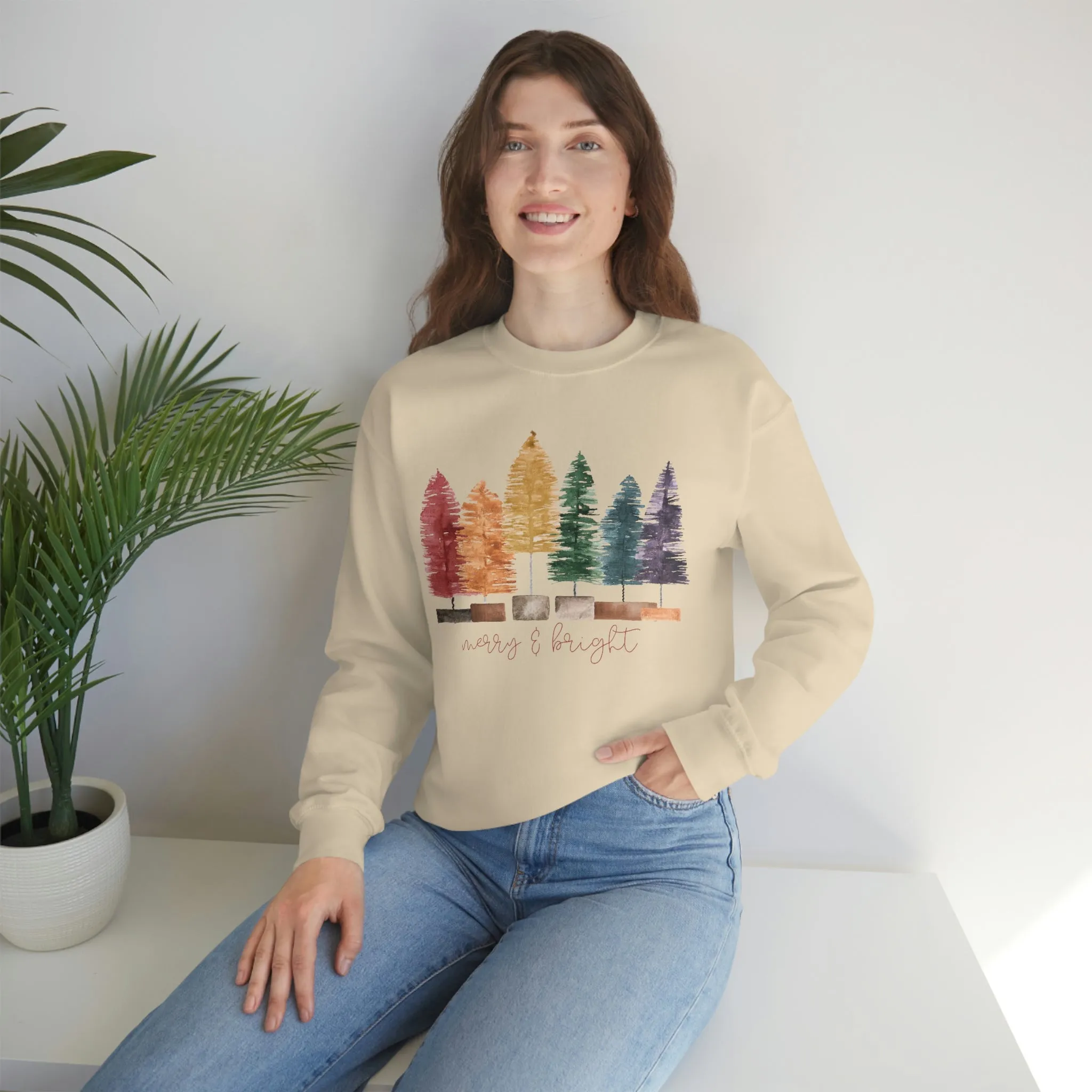 Christmas bottle brush tree Unisex Heavy Blend Crewneck Sweatshirt