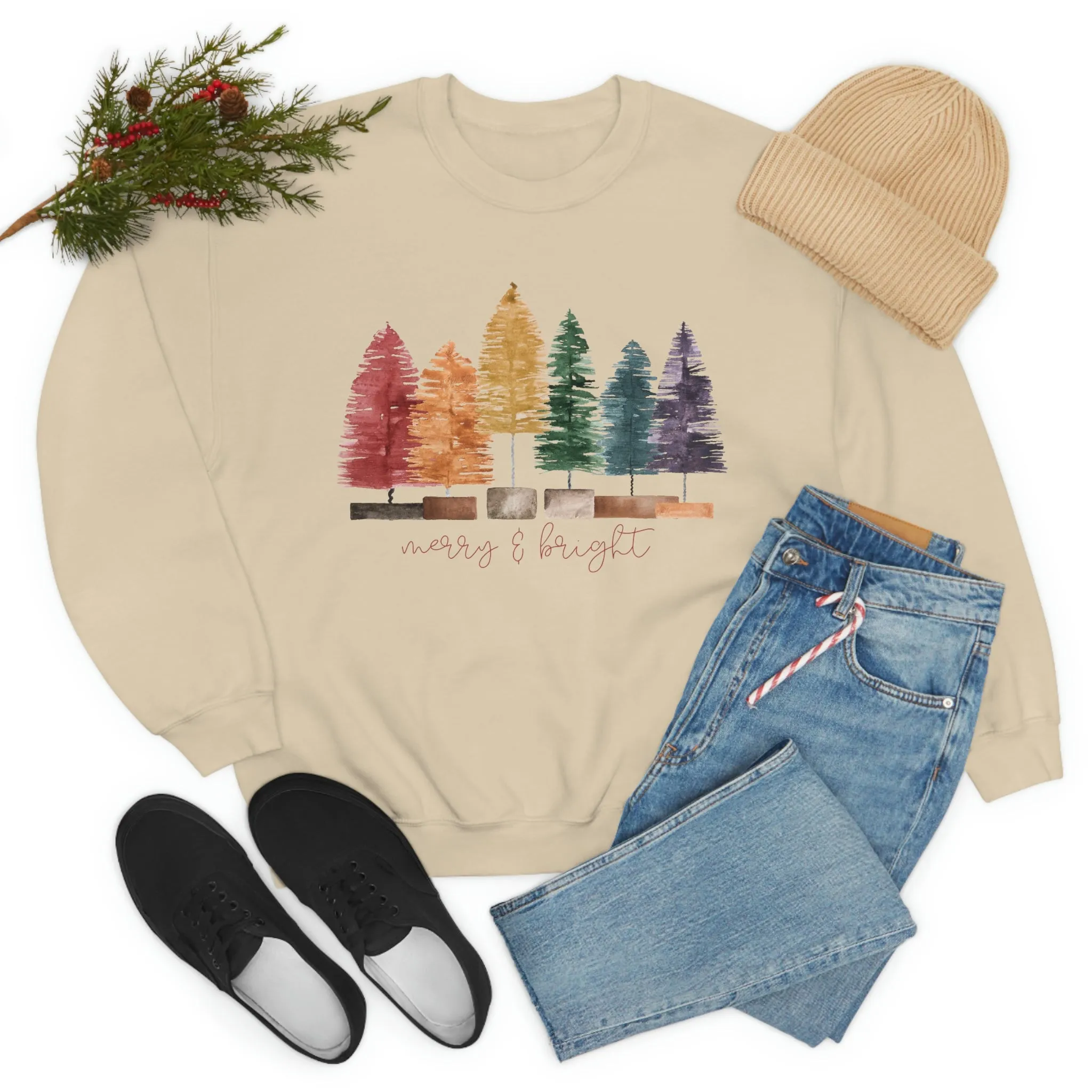 Christmas bottle brush tree Unisex Heavy Blend Crewneck Sweatshirt