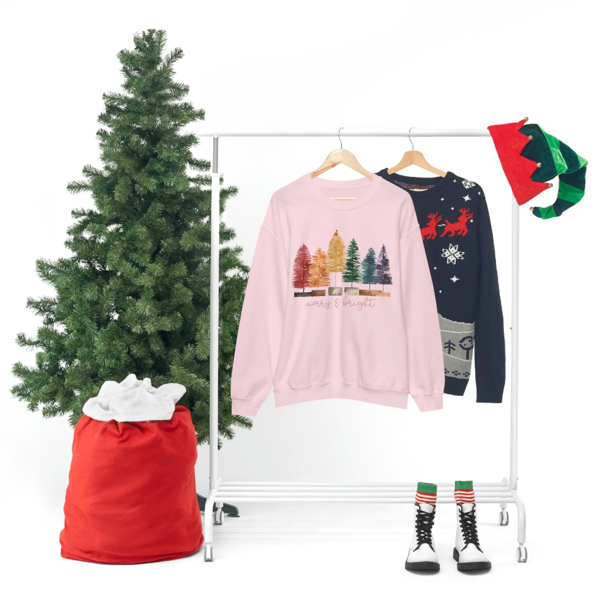 Christmas bottle brush tree Unisex Heavy Blend Crewneck Sweatshirt