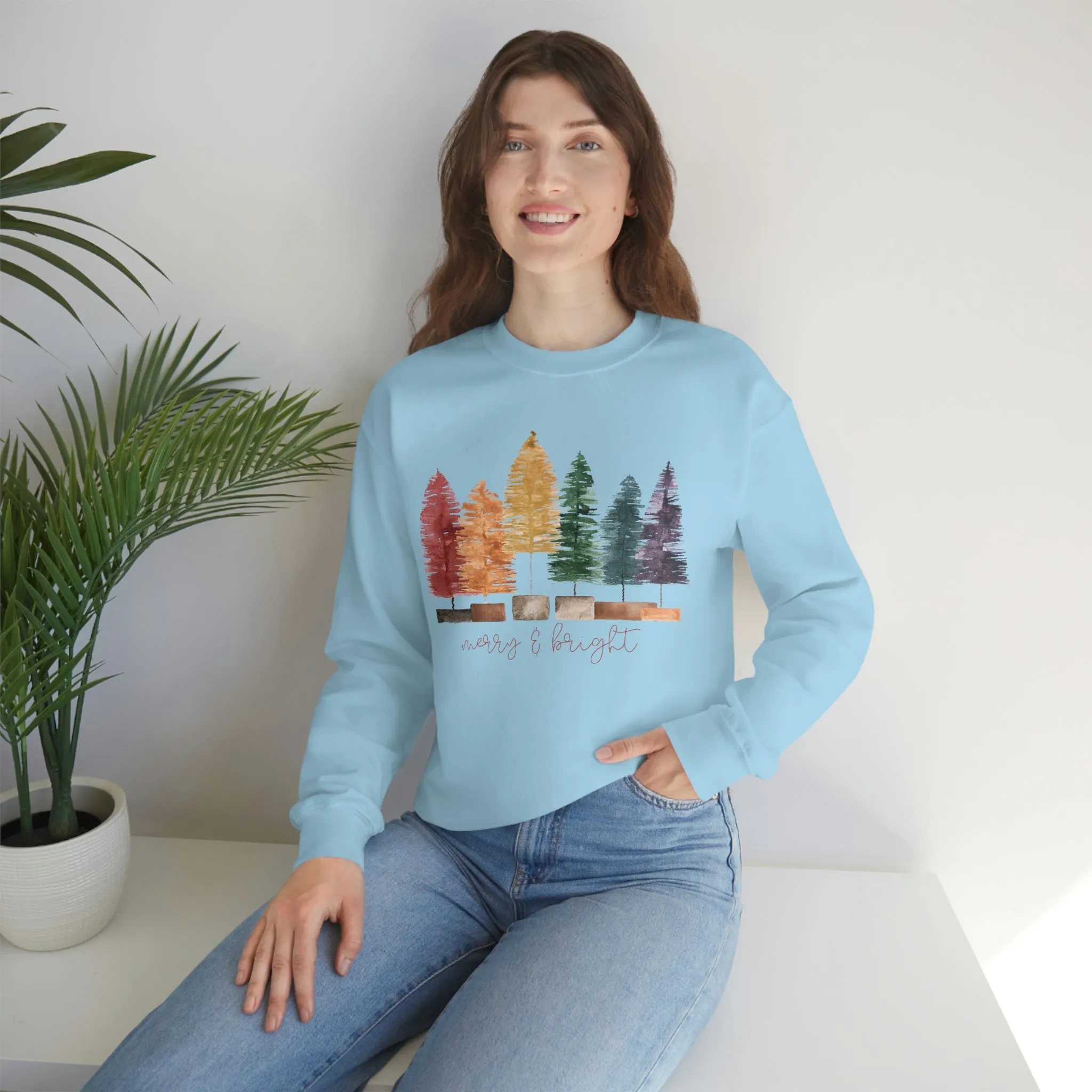 Christmas bottle brush tree Unisex Heavy Blend Crewneck Sweatshirt