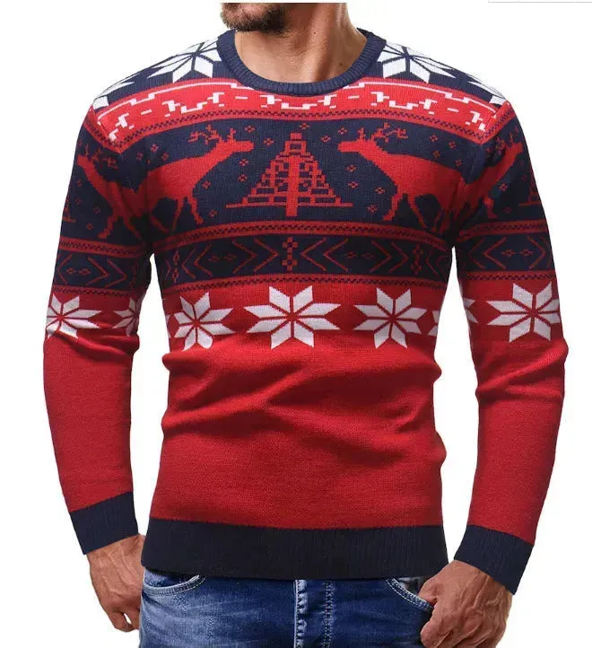 Christmas fawn deer Knit Cashmere sweater for men