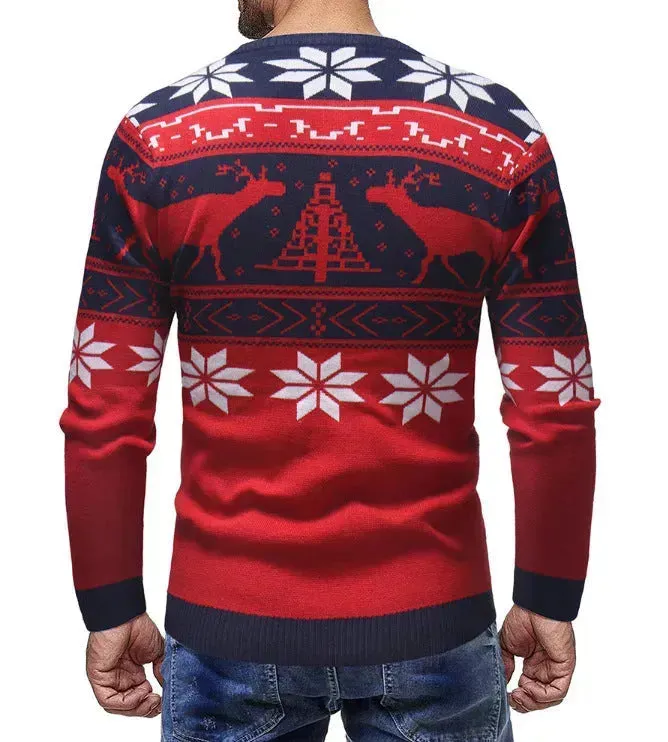 Christmas fawn deer Knit Cashmere sweater for men