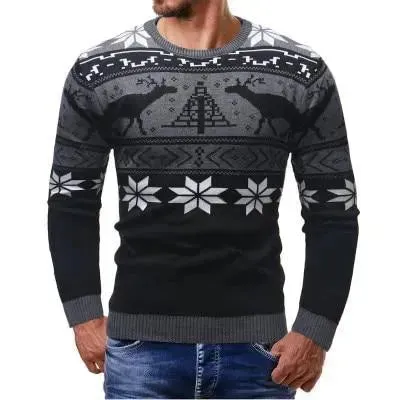 Christmas fawn deer Knit Cashmere sweater for men