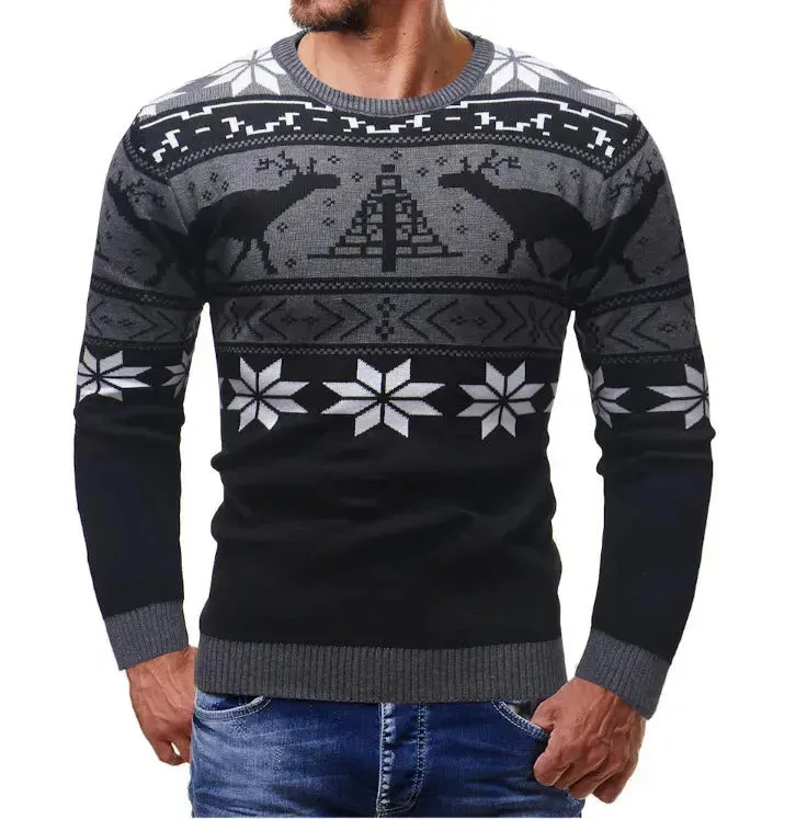 Christmas fawn deer Knit Cashmere sweater for men