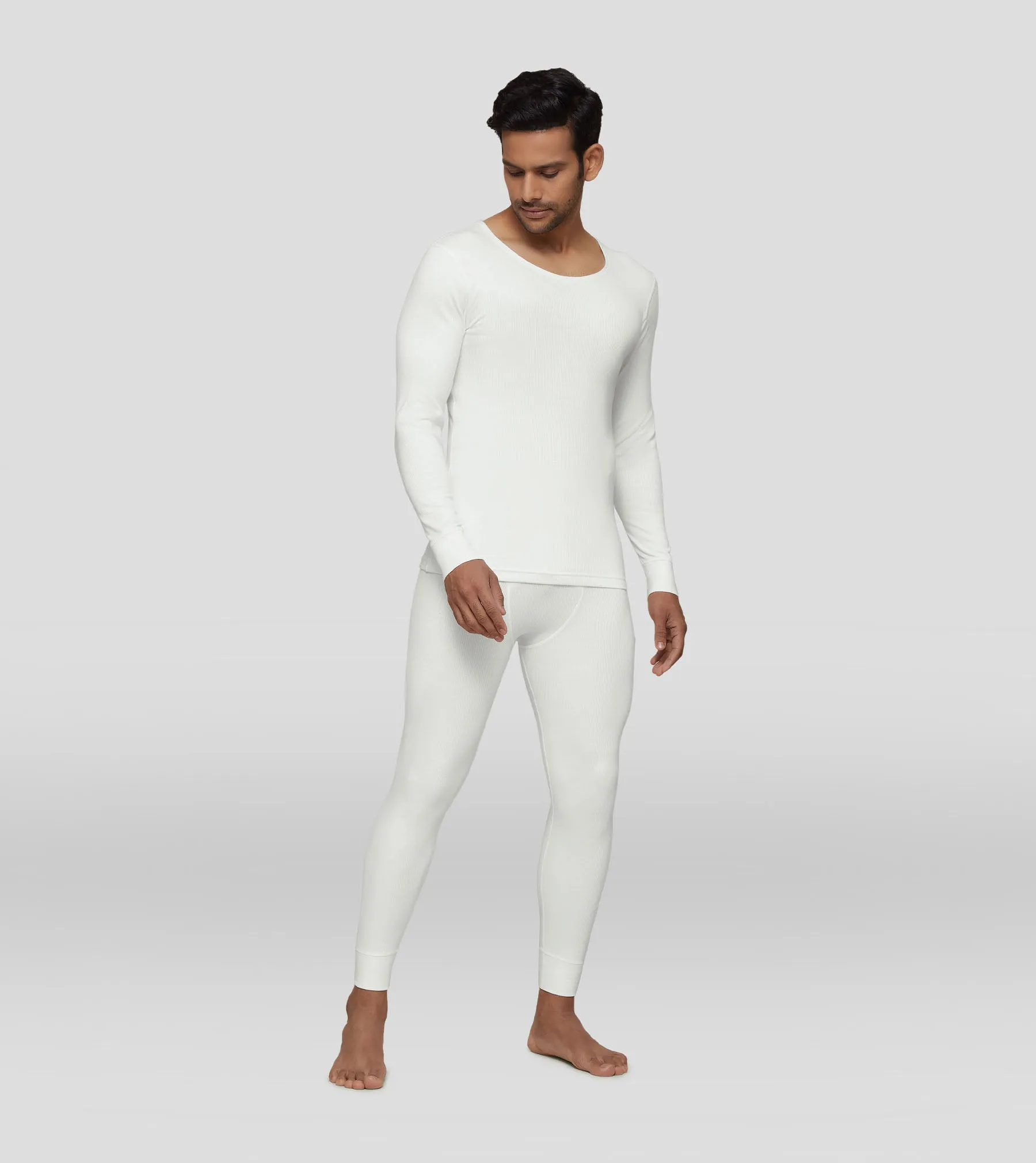 Cotton Rich Long Sleeve Thermal Set Ivory White