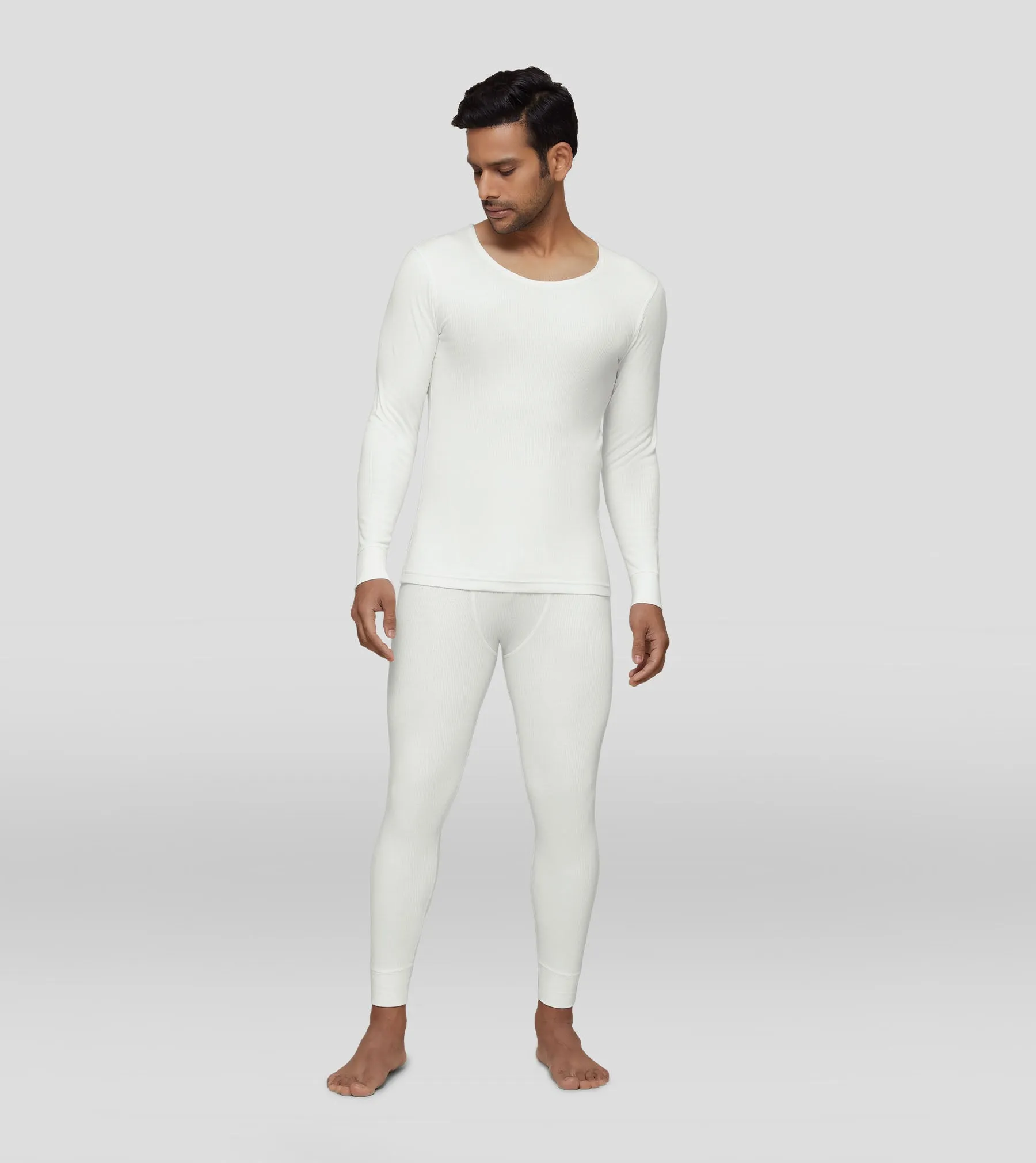 Cotton Rich Long Sleeve Thermal Set Ivory White