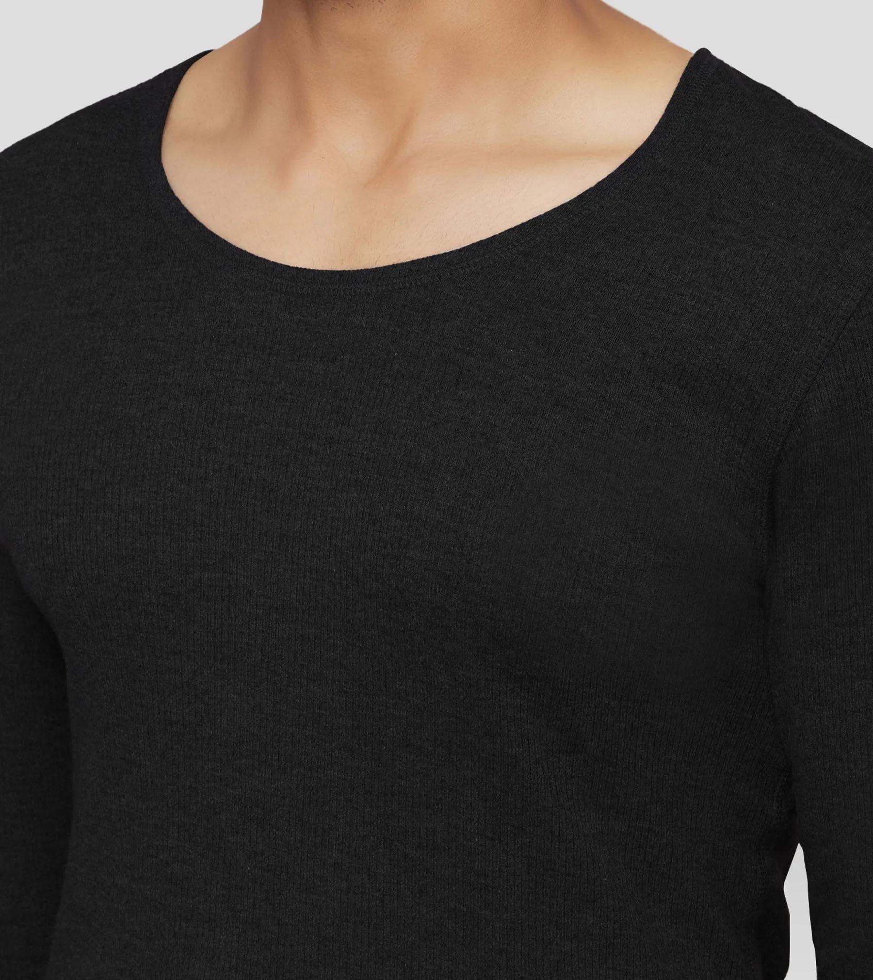 Cotton Rich Long Sleeve Thermal Set Pitch Black