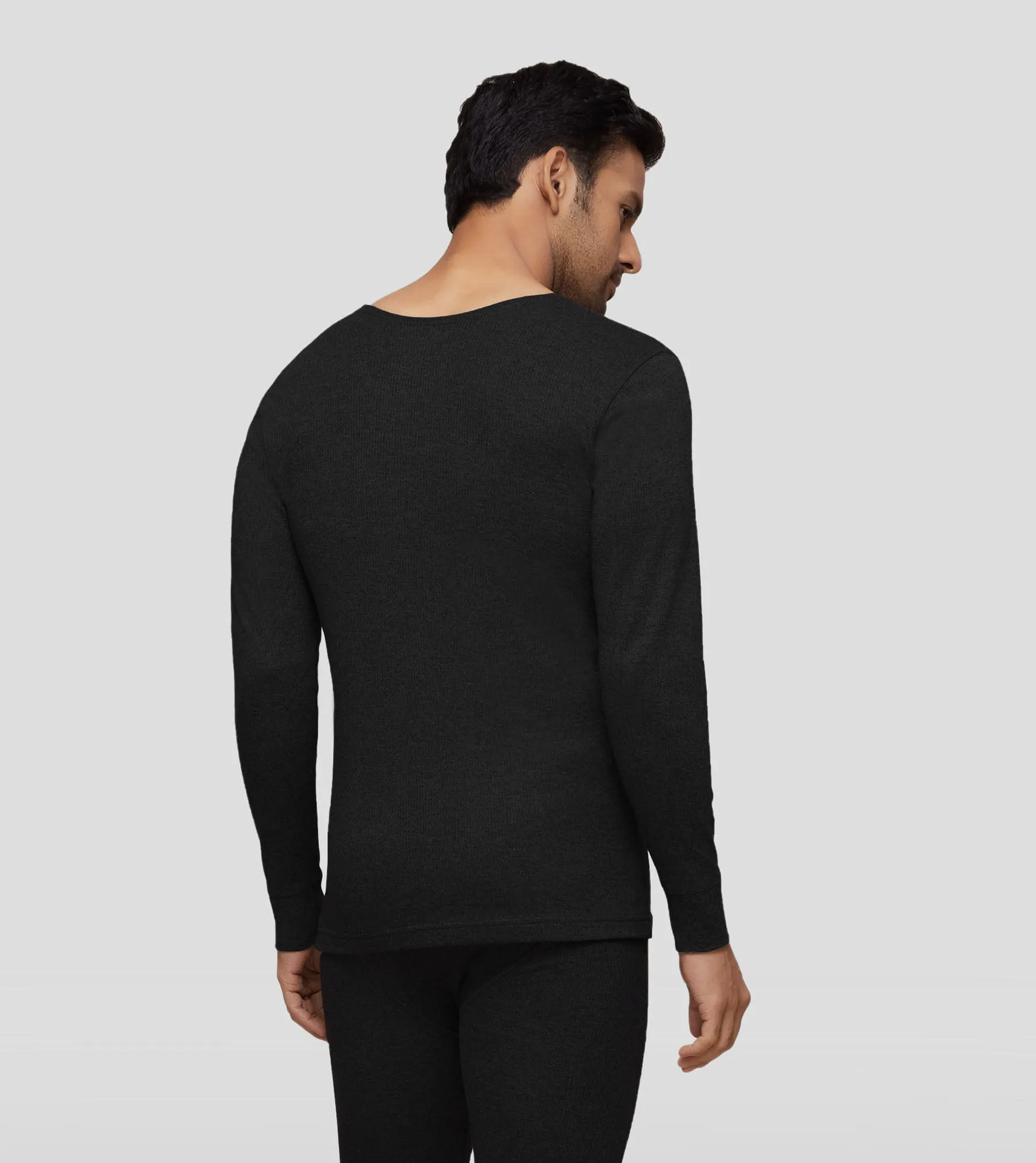 Cotton Rich Long Sleeve Thermal Set Pitch Black