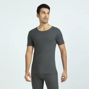 Cotton Rich Thermal Short Sleeve Vest Graphite Grey