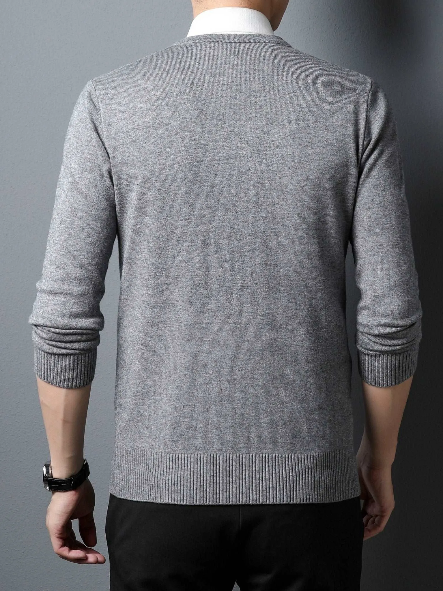 Cozy & Stylish Men's Knitted V-neck Sweaters: Perfect Autumn Knitwear in Black, Camel, & Grey"