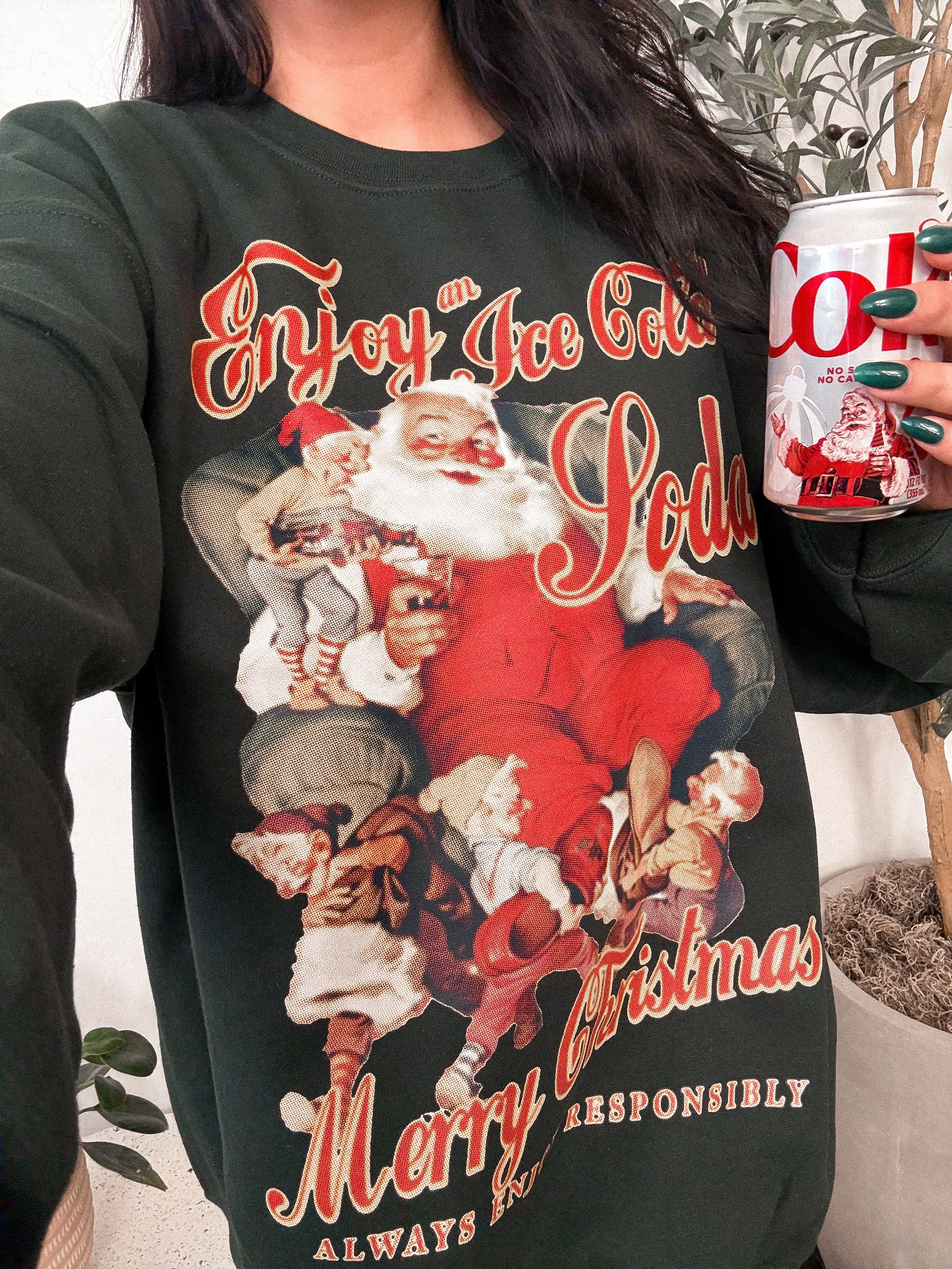 Enjoy a Soda at Christmas, Santa 90’s Oversized Sweatshirt