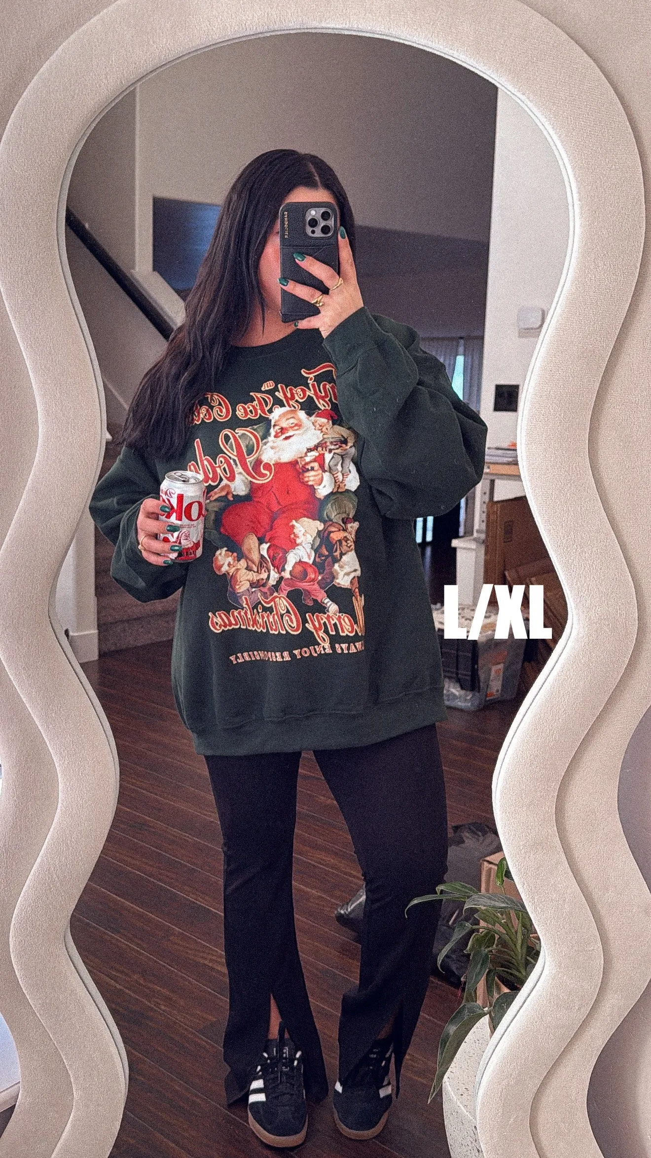 Enjoy a Soda at Christmas, Santa 90’s Oversized Sweatshirt