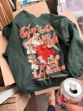 Enjoy a Soda at Christmas, Santa 90’s Oversized Sweatshirt