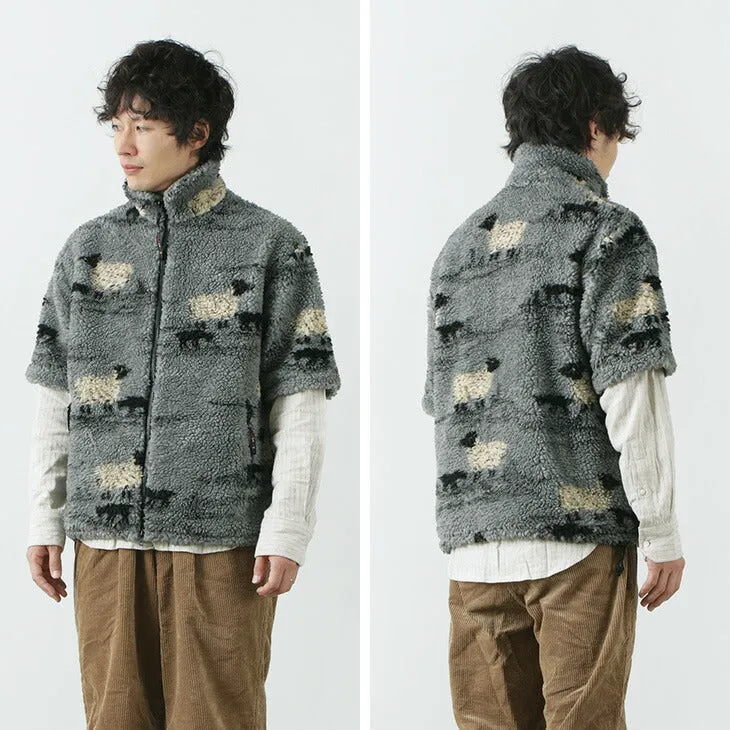 FARFIELD ORIGINAL / Jacquard Weave Boa Short Sleeve Fell Jacket