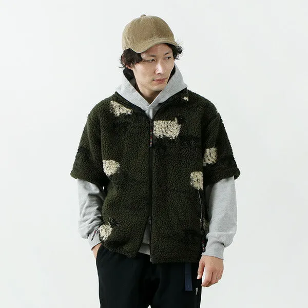 FARFIELD ORIGINAL / Jacquard Weave Boa Short Sleeve Fell Jacket