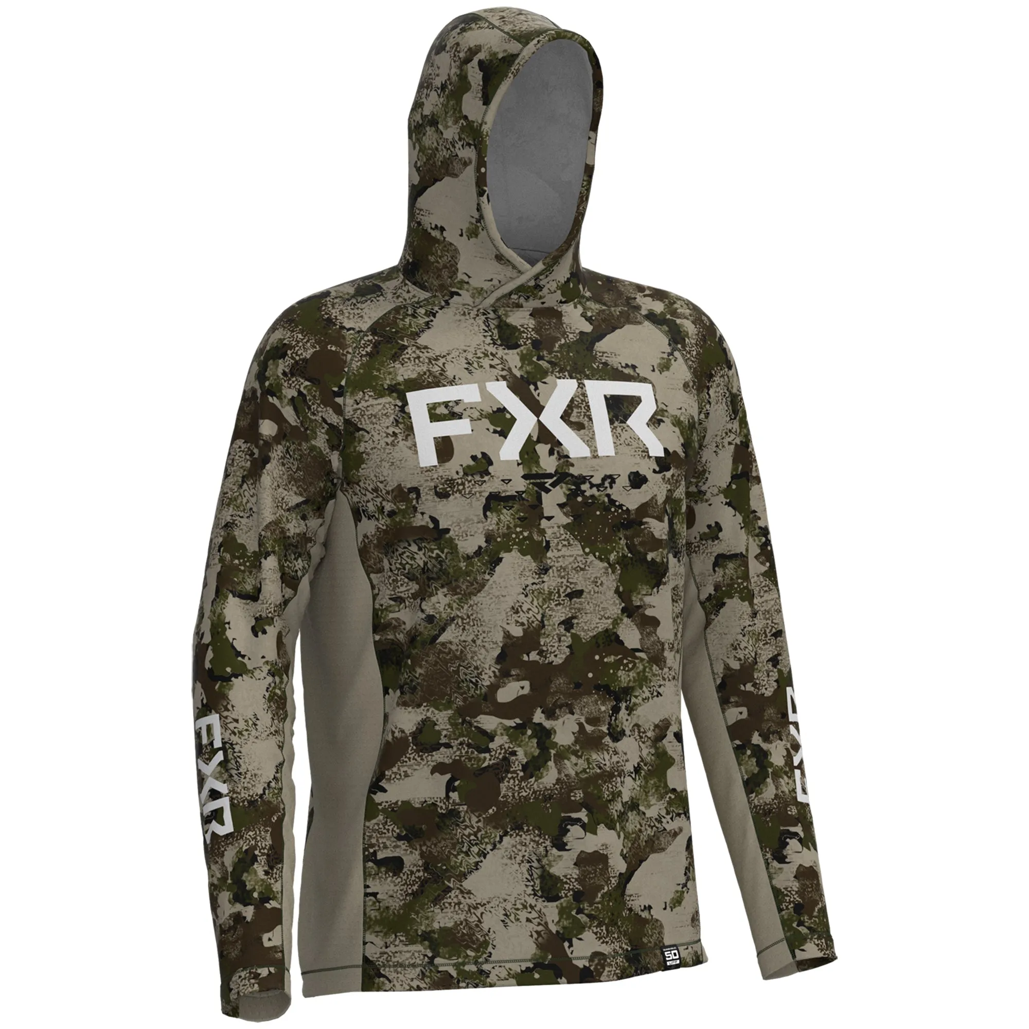 FXR Mens Attack Air UPF Pullover Hoodie Sweatshirt Army Camo Green