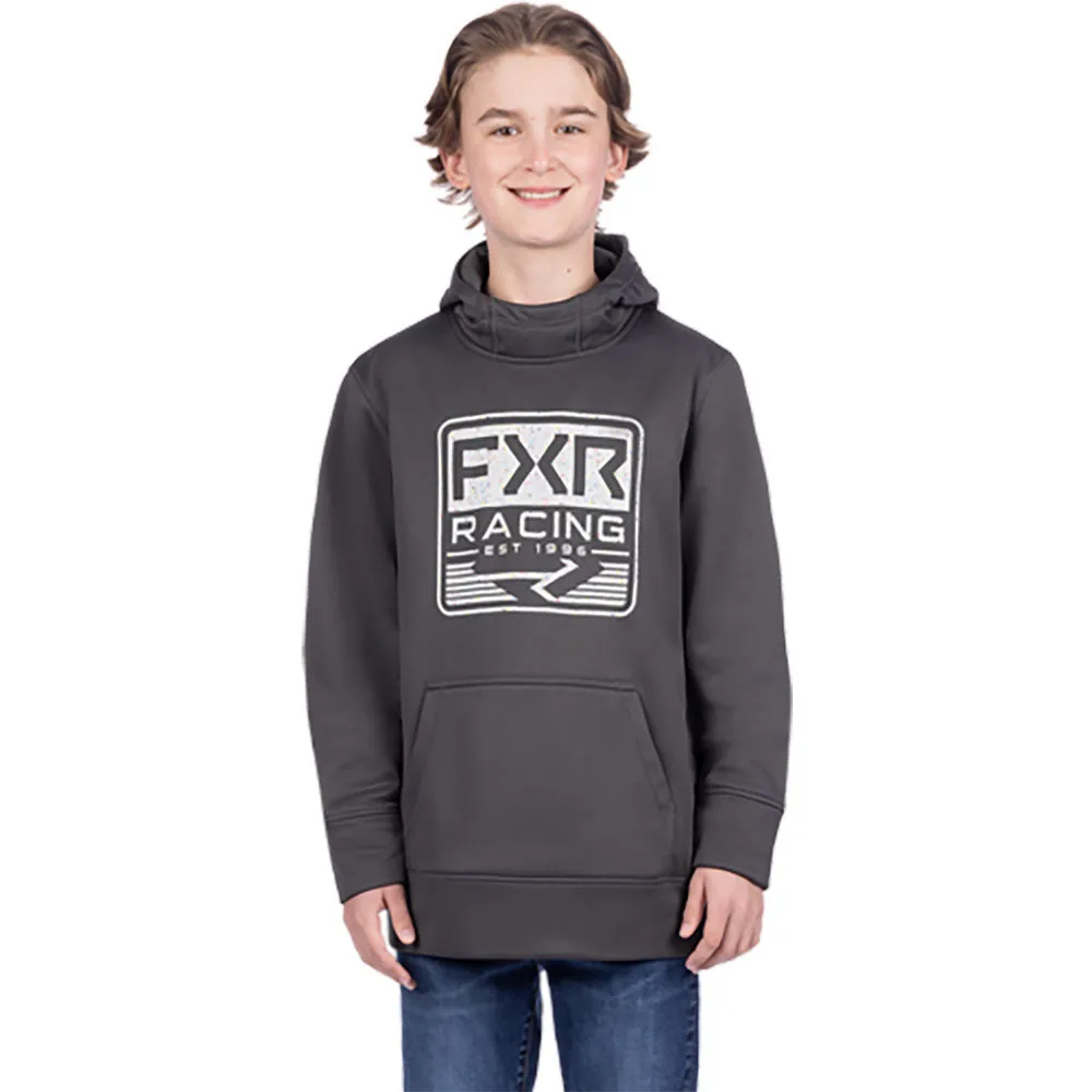 FXR Youth Emblem Tech Pullover Hoodie Asphalt/Splatter