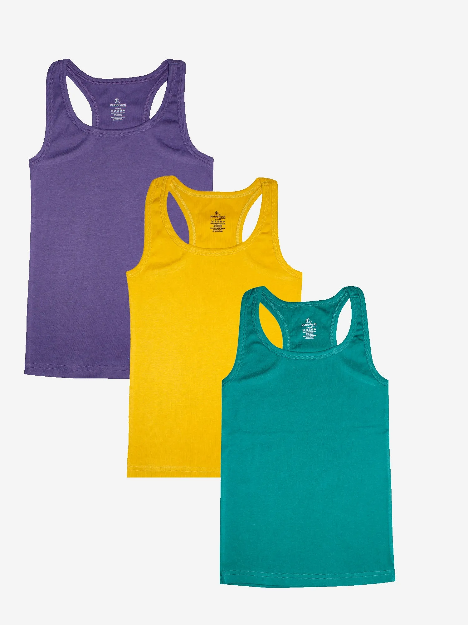 Girls Cotton Rib Racer Back Tank Top - Pack of 3