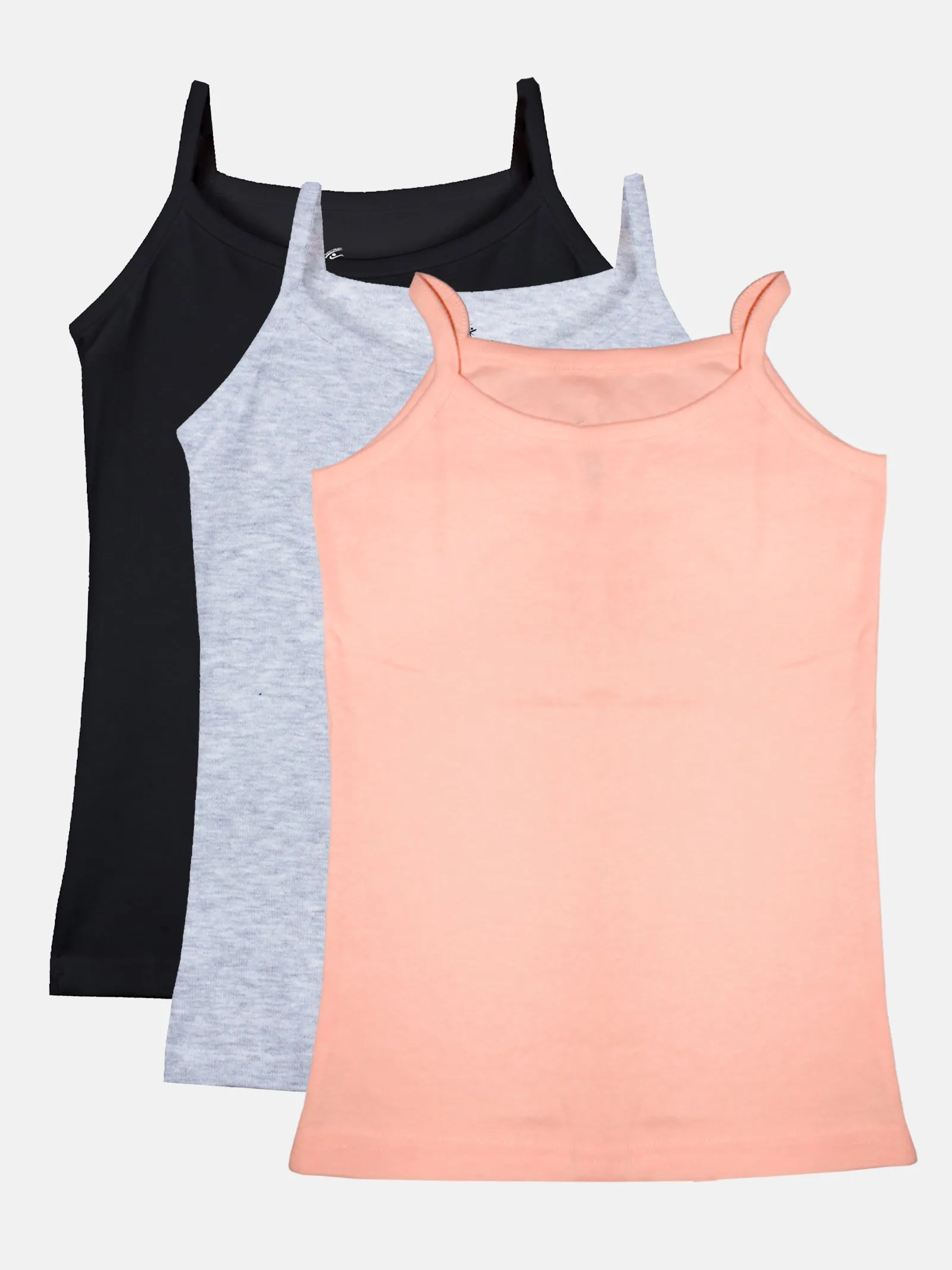 Girl's Cotton Solid Camisole Pack of 3