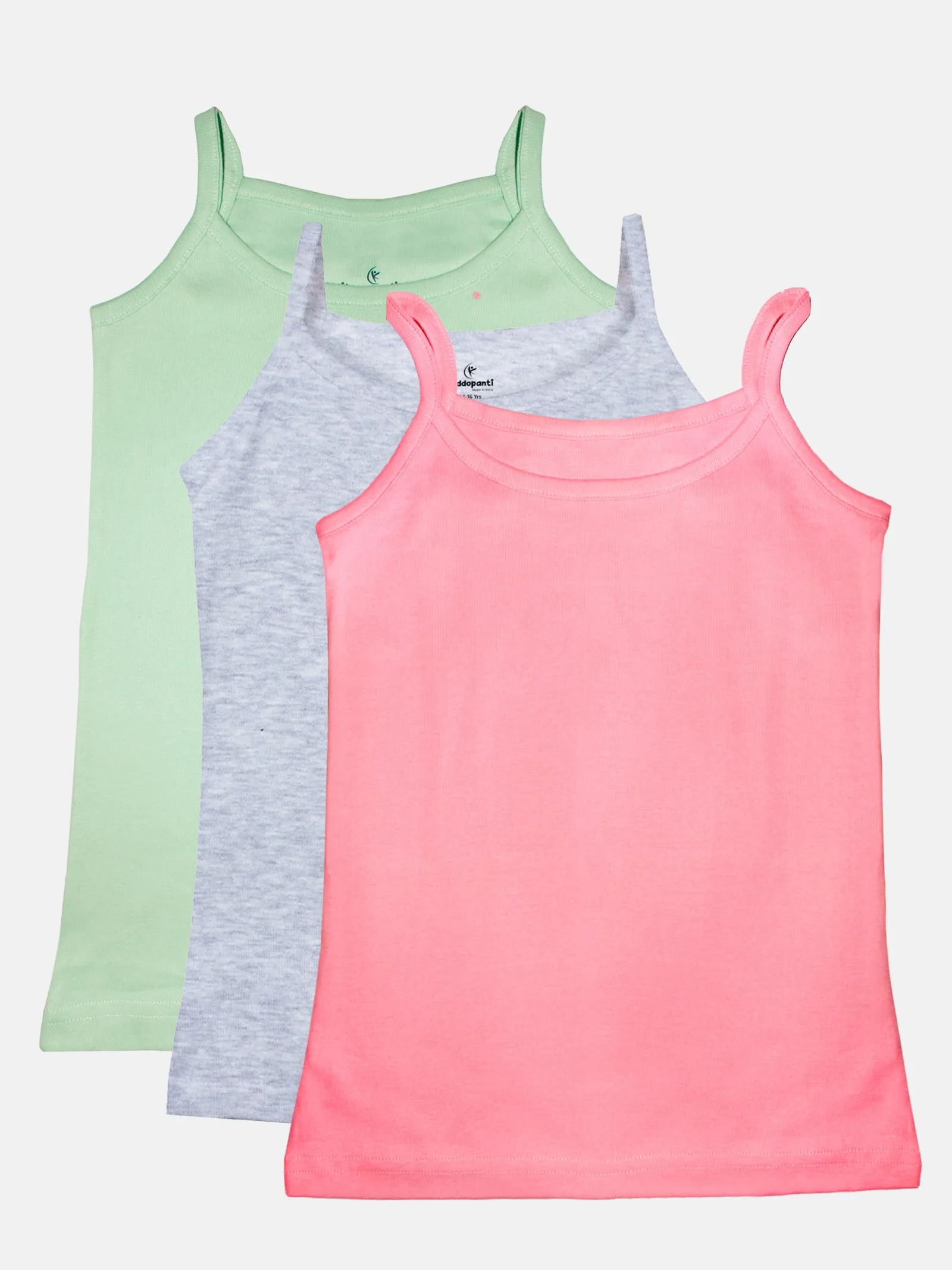 Girl's Cotton Solid Camisole Pack of 3