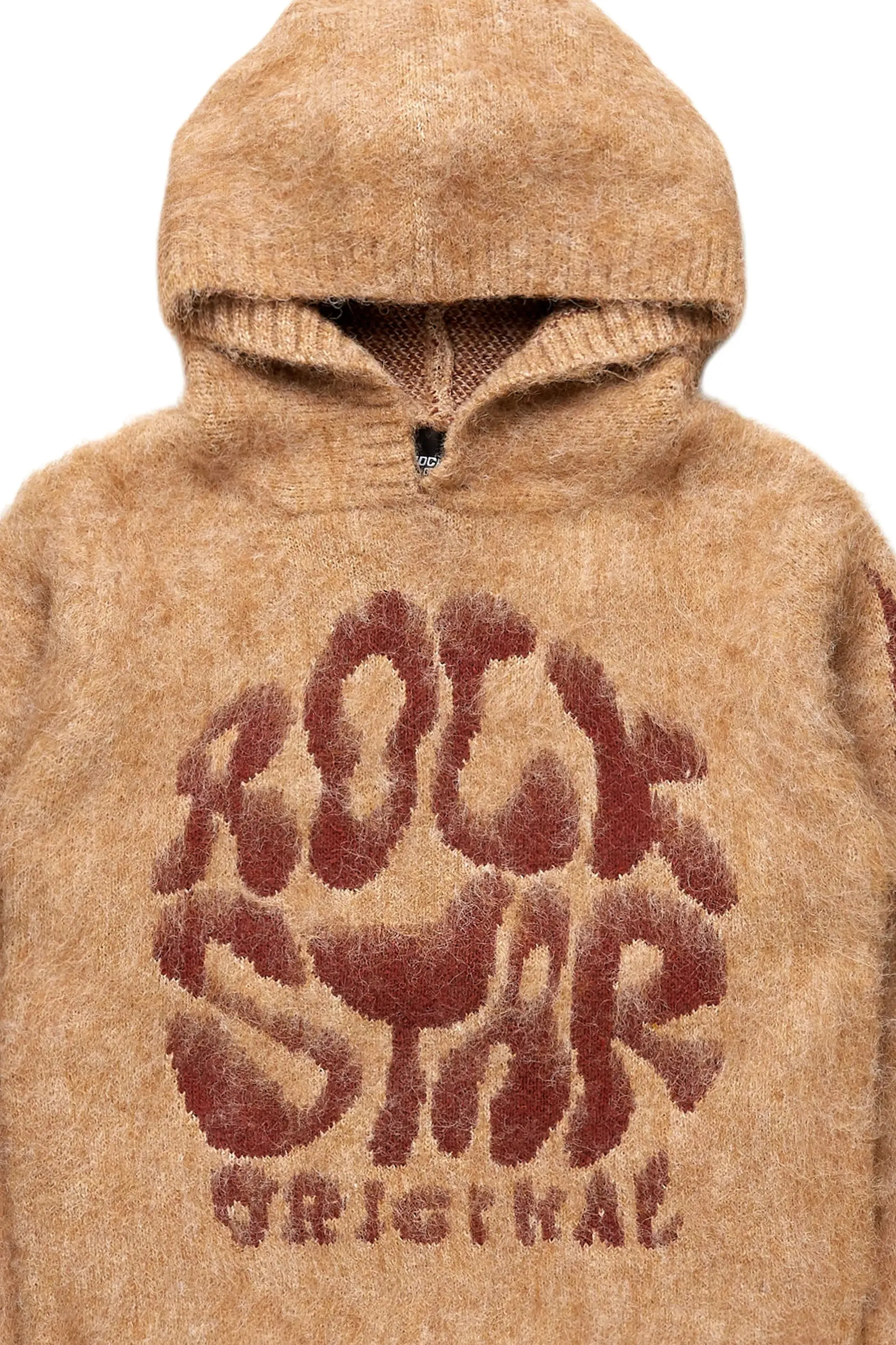 Girls Hakon Brown Graphic Knitted Mohair Hoodies