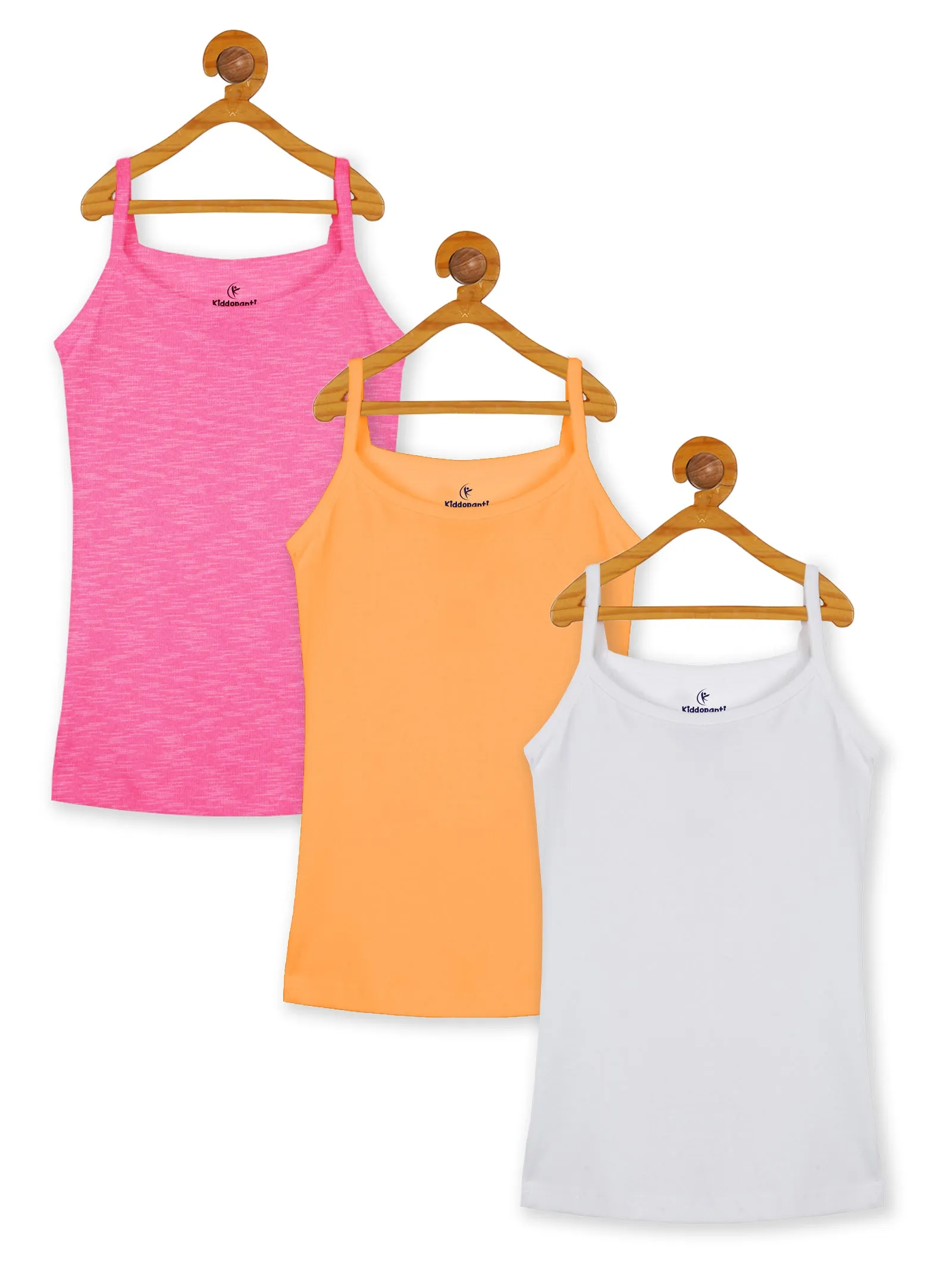 Girls Multi colors Solid Tank Top Pack of 3