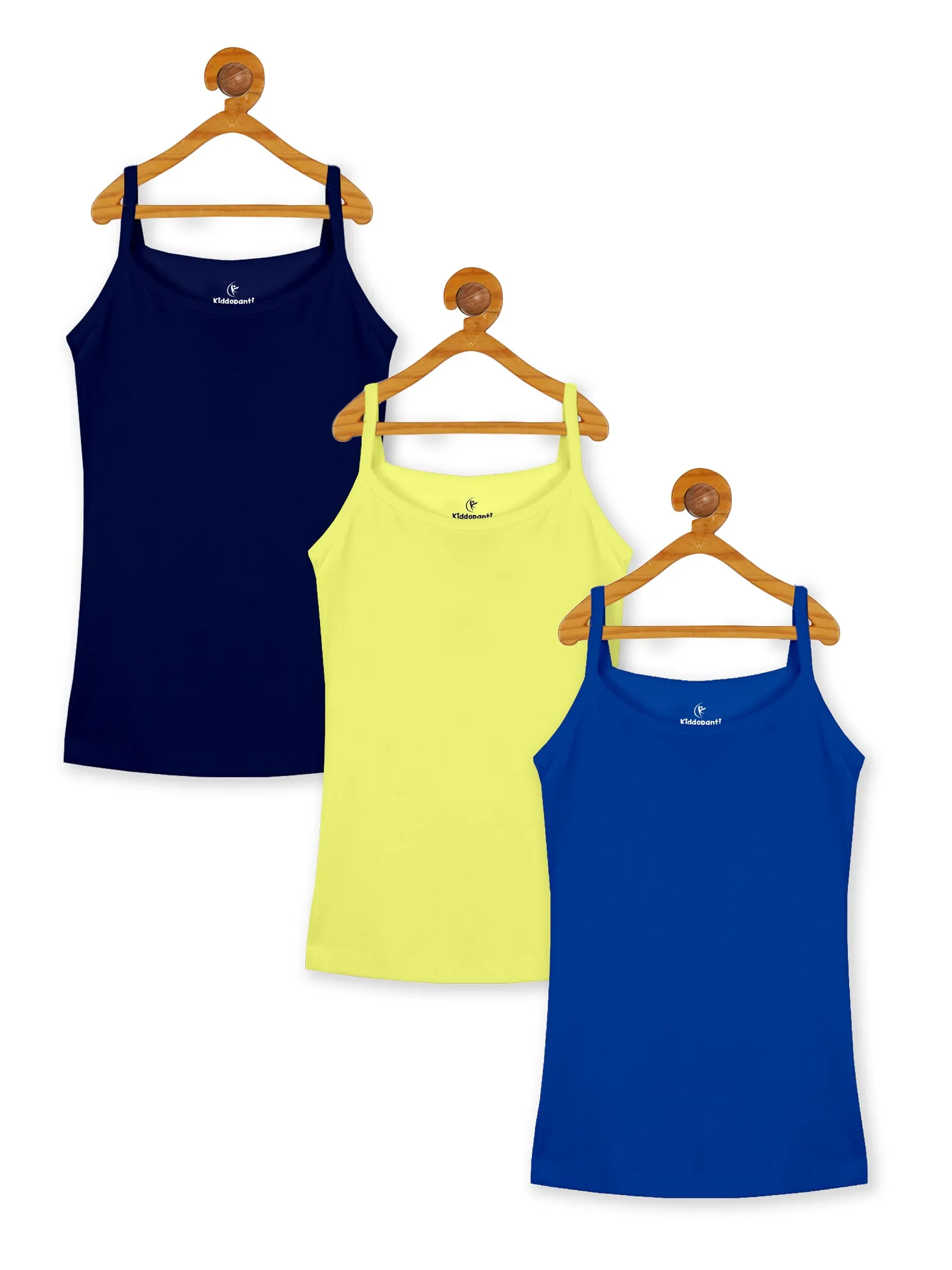 Girls Multi colors Solid Tank Top Pack of 3