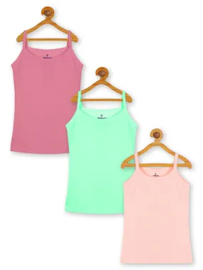 Girls Solid Tank Top Pack of 3