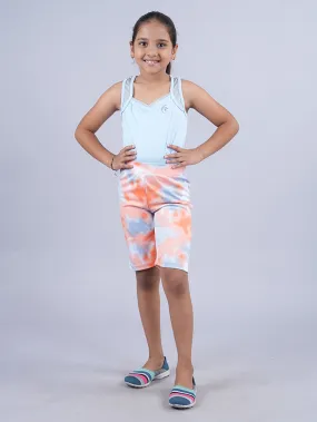 Girls V Neck Racer Back Tank Top & Cycling Shorts Set