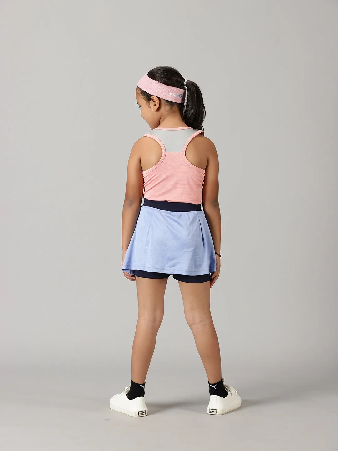 Girls V Neck Tank Top With Skort Set