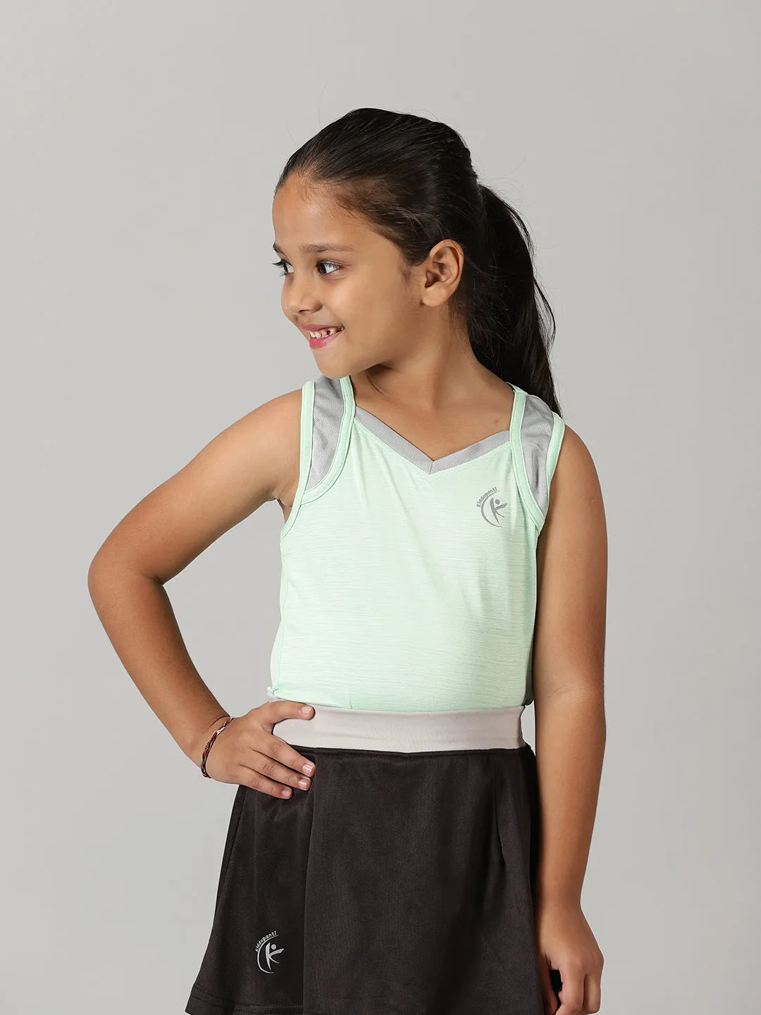 Girls V Neck Tank Top With Skort Set