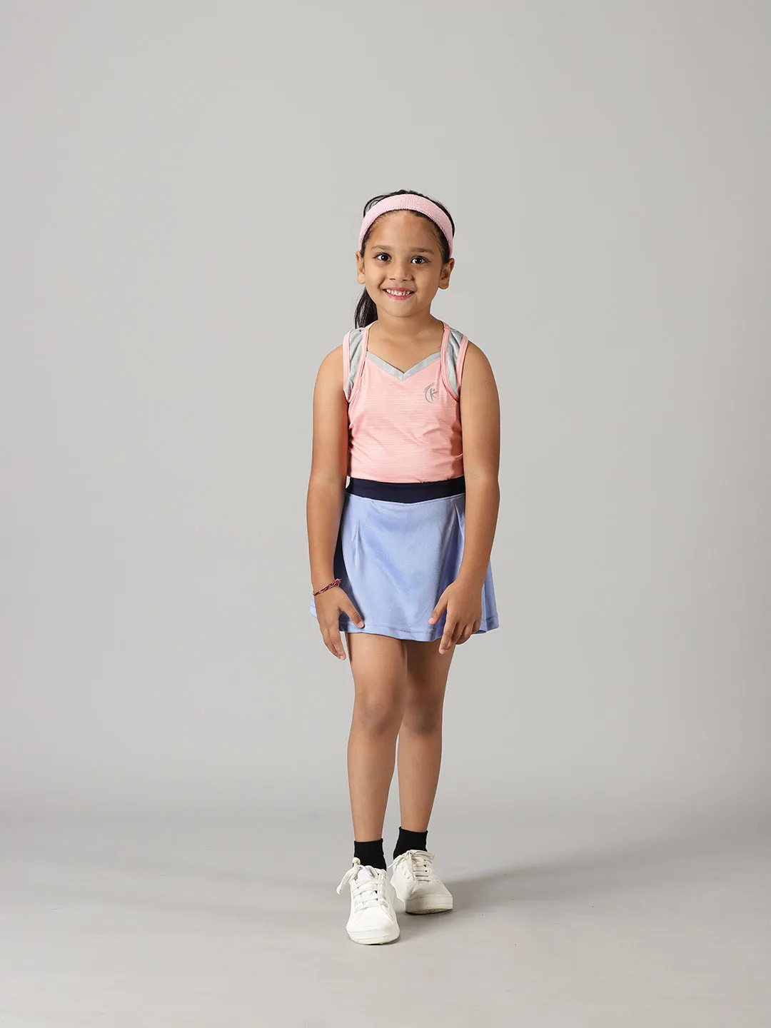 Girls V Neck Tank Top With Skort Set