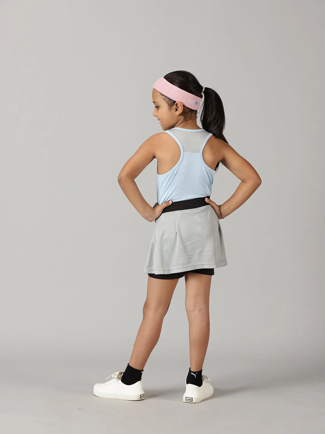 Girls V Neck Tank Top With Skort Set