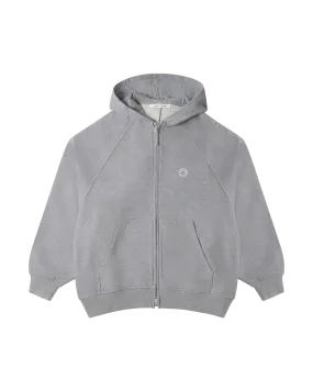 GREY OVERSIZED ZIP-UP HOODIE